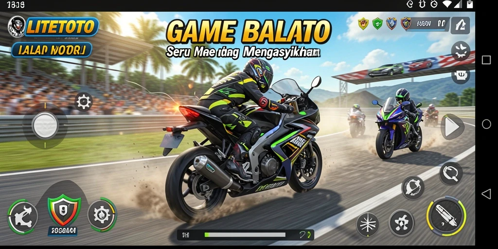 Screenshot menampilkan balapan motor yang penuh aksi dan grafik menawan.