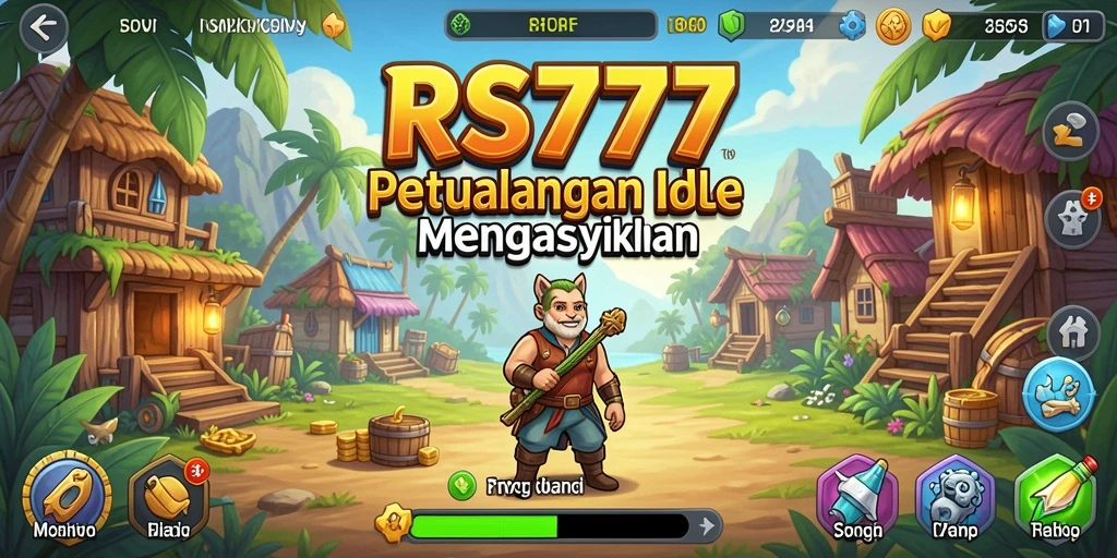 Screenshot RS777 menunjukkan gameplay santai dengan karakter yang lucu.